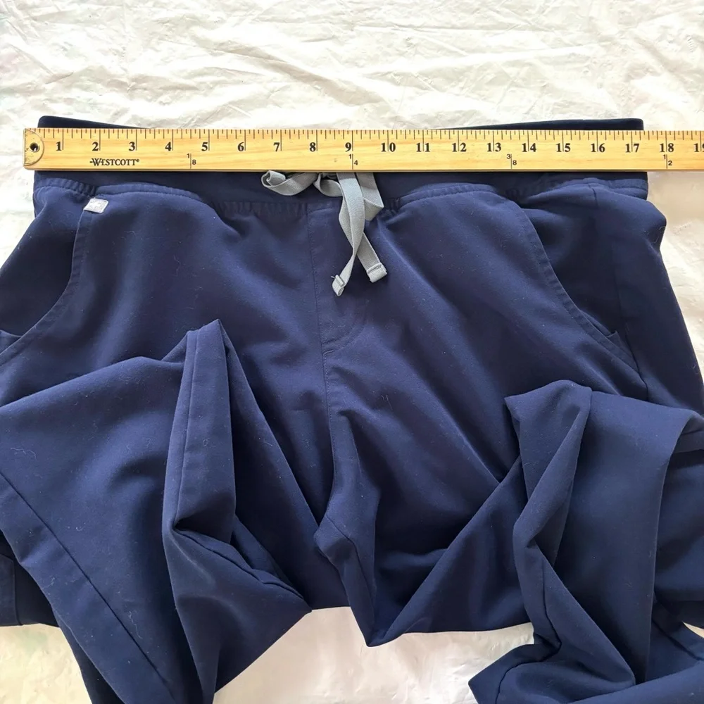 Figs Navy Zamora Joggers Scrub Pants Elastic Waist Zip Pocket SZ L T Worn 1X